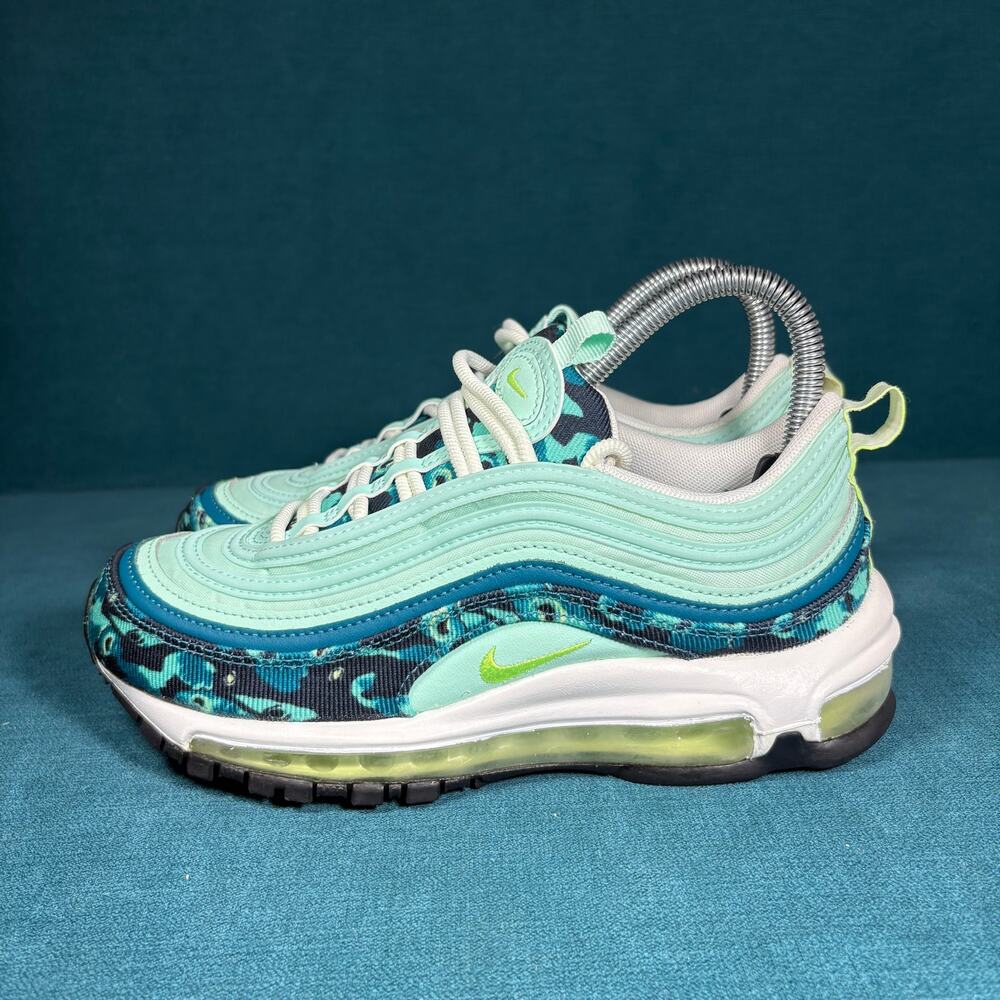 Nike Air Max 97 Enamel Green Blue Leopard Womens 6 / 4.5Y DX3366-300